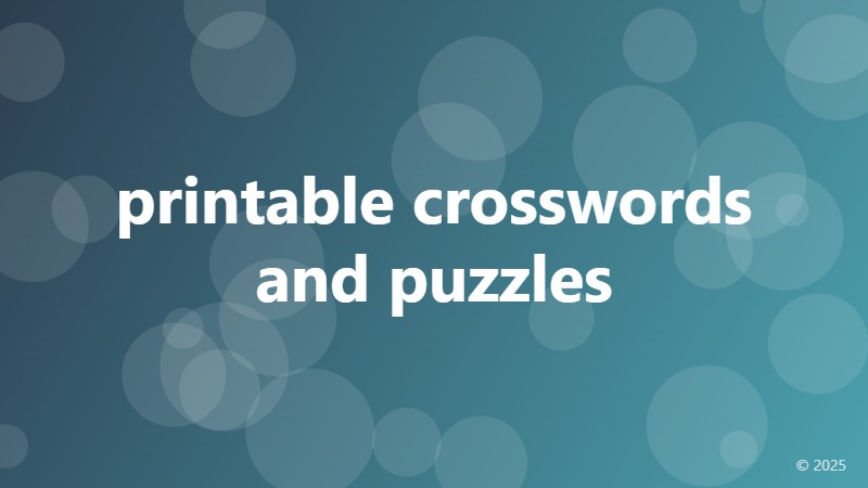 printable crosswords and puzzles
