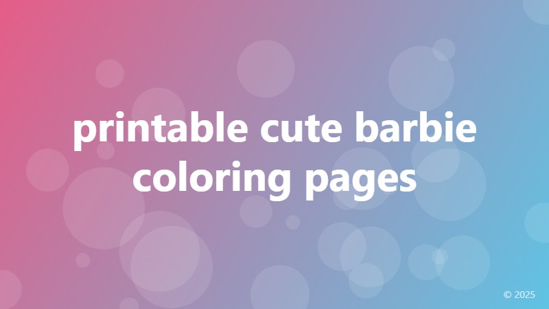 printable cute barbie coloring pages