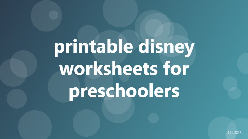 printable disney worksheets for preschoolers