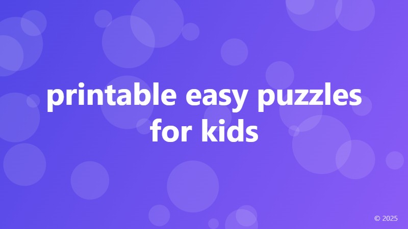 printable easy puzzles for kids