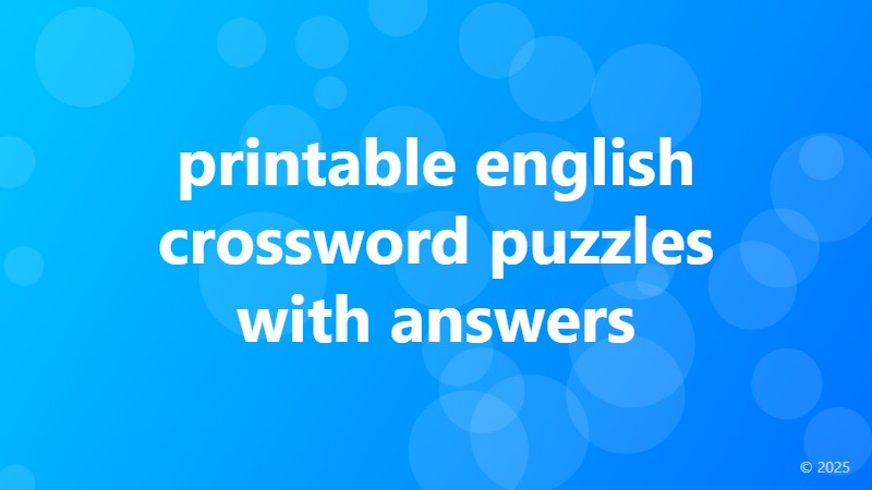 printable english crossword puzzles with answers