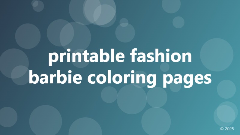 printable fashion barbie coloring pages