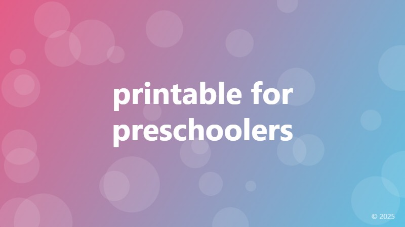 printable for preschoolers