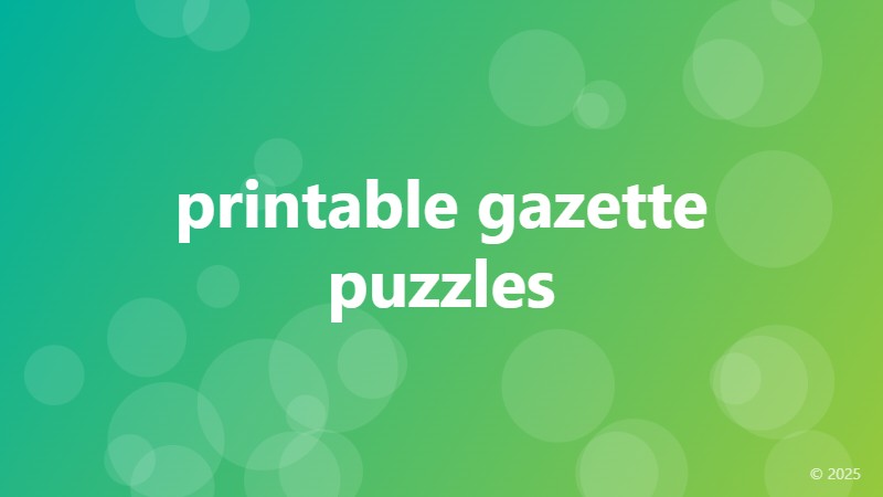 printable gazette puzzles