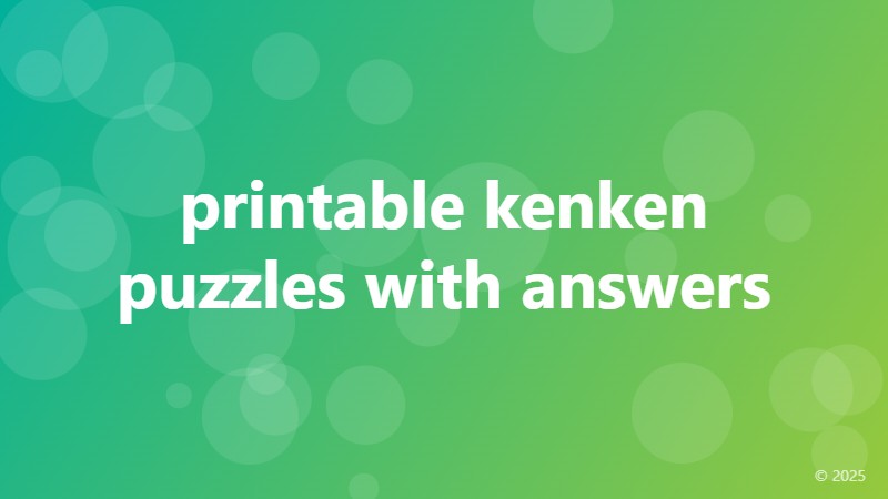 printable kenken puzzles with answers