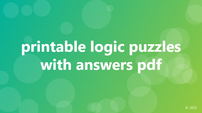 printable logic puzzles with answers pdf