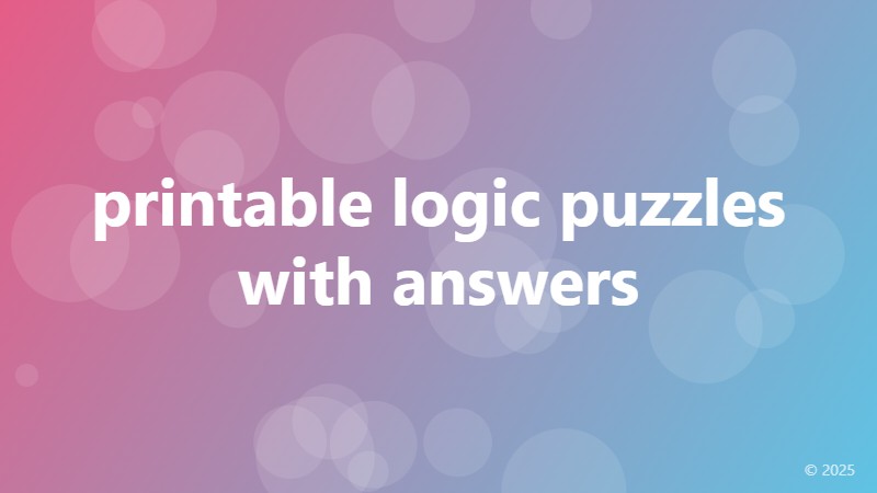 printable logic puzzles with answers