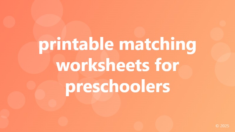 printable matching worksheets for preschoolers