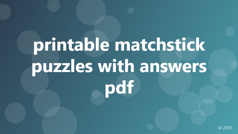 printable matchstick puzzles with answers pdf