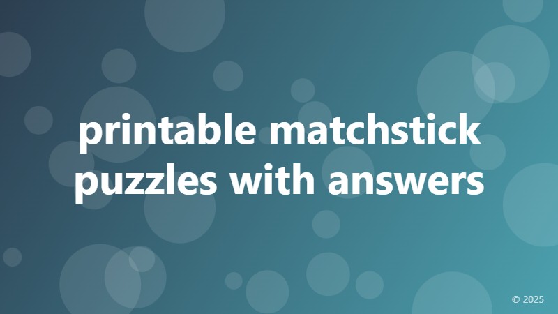 printable matchstick puzzles with answers