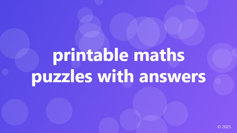 printable maths puzzles with answers