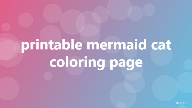 printable mermaid cat coloring page
