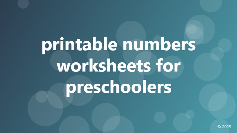 printable numbers worksheets for preschoolers