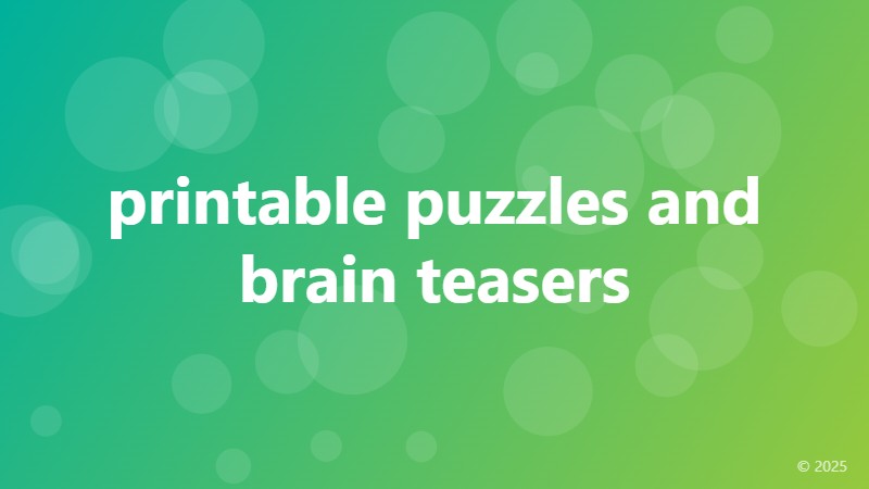 printable puzzles and brain teasers