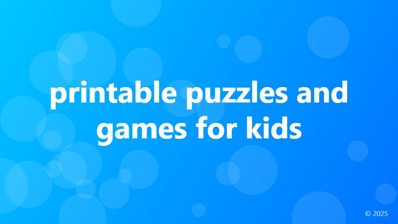 printable puzzles and games for kids