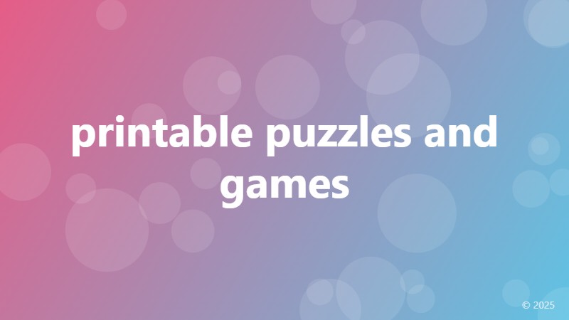 printable puzzles and games