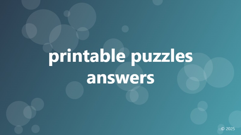 printable puzzles answers
