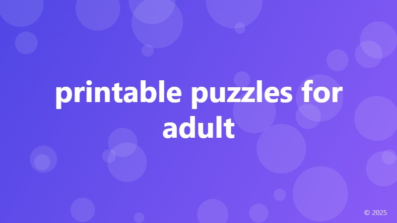 printable puzzles for adult