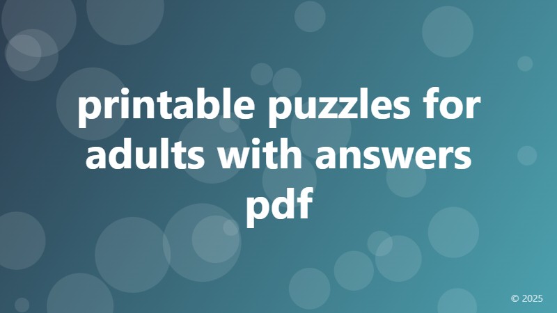 printable puzzles for adults with answers pdf