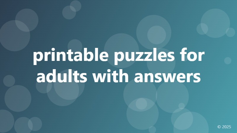 printable puzzles for adults with answers