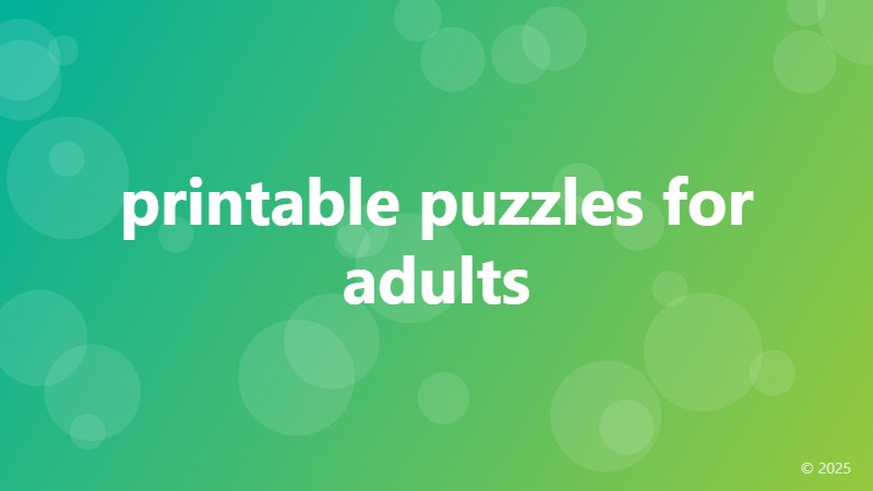 printable puzzles for adults