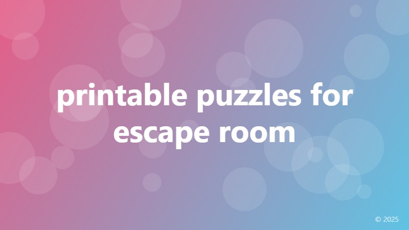 printable puzzles for escape room