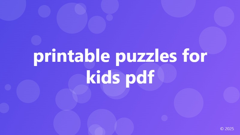 printable puzzles for kids pdf