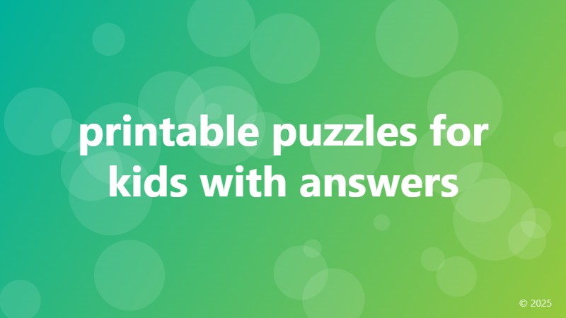 printable puzzles for kids with answers