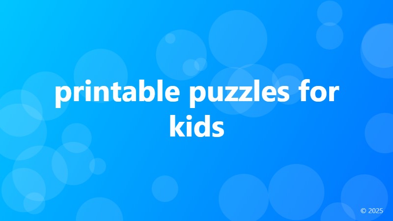 printable puzzles for kids