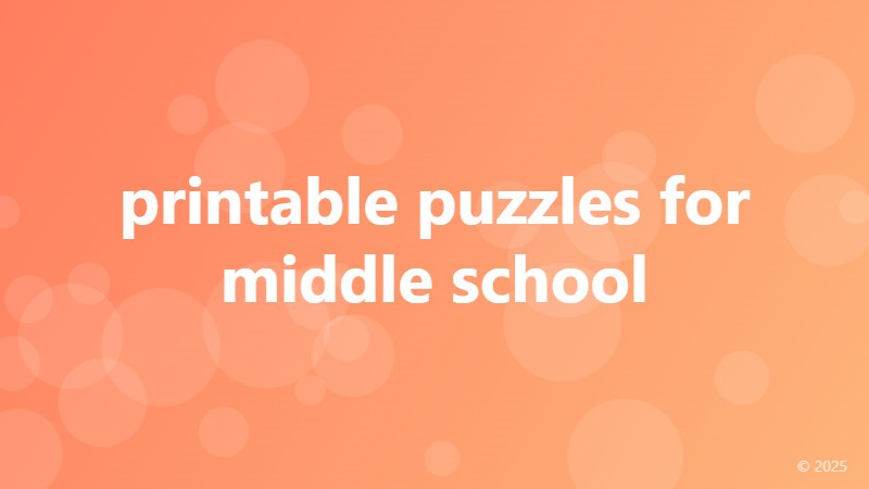 printable puzzles for middle school