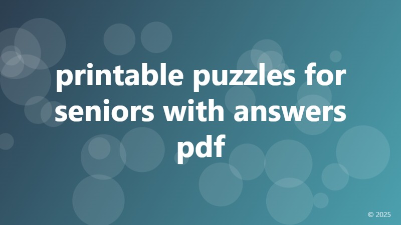 printable puzzles for seniors with answers pdf