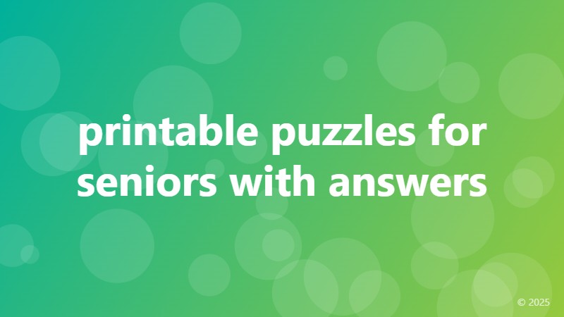 printable puzzles for seniors with answers