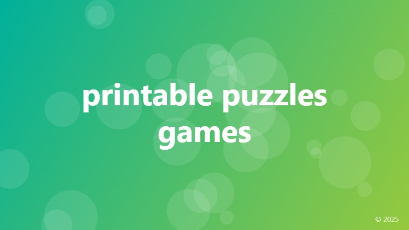 printable puzzles games