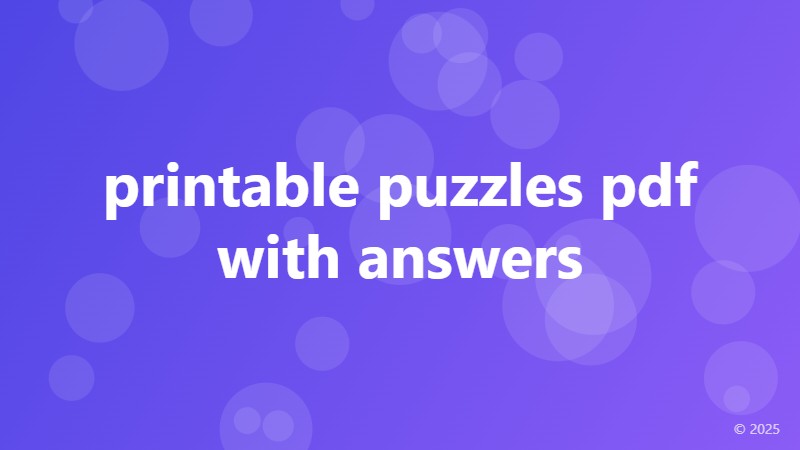 printable puzzles pdf with answers