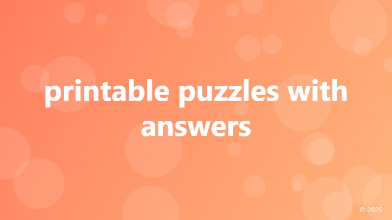 printable puzzles with answers