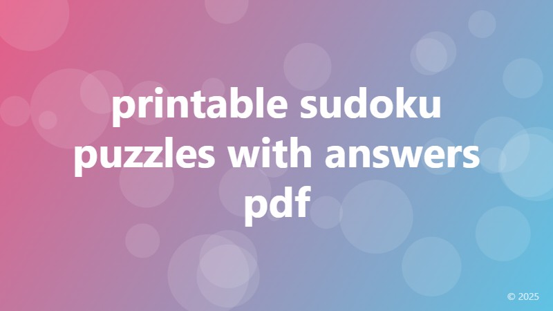 printable sudoku puzzles with answers pdf