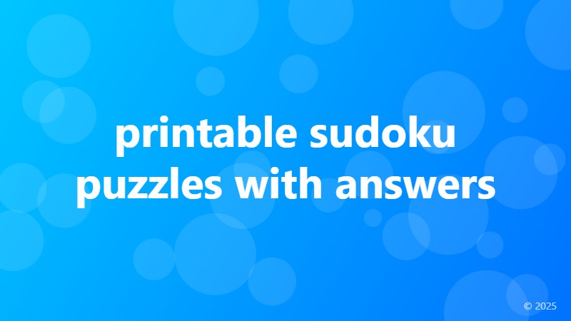 printable sudoku puzzles with answers
