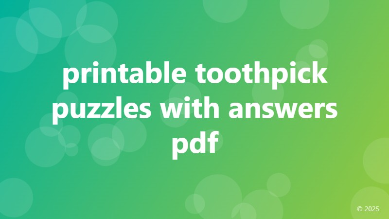 printable toothpick puzzles with answers pdf