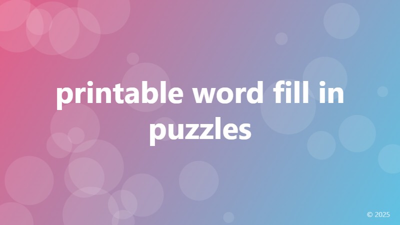 printable word fill in puzzles