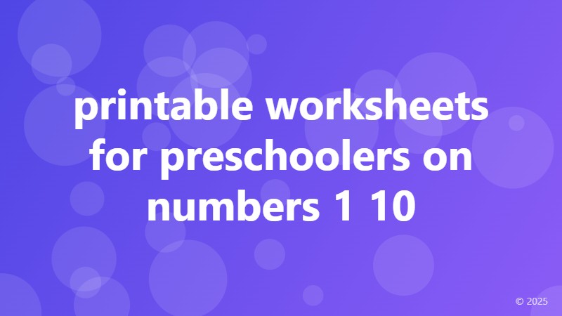printable worksheets for preschoolers on numbers 1 10
