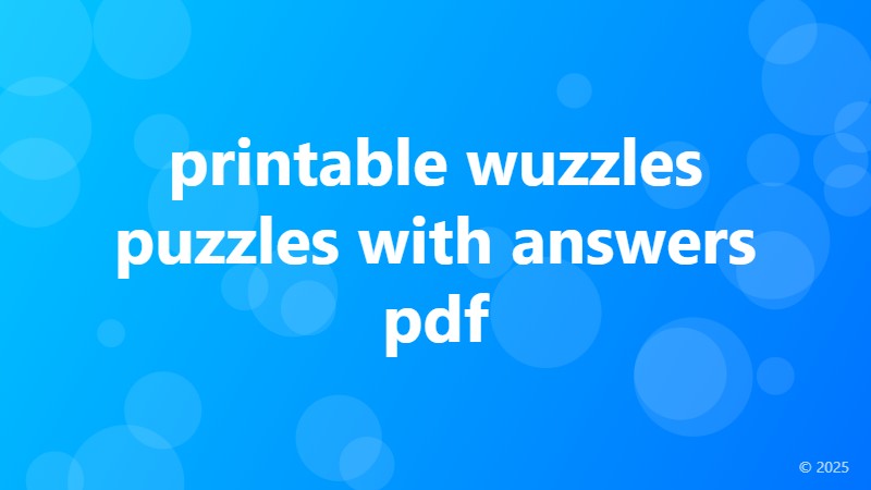 printable wuzzles puzzles with answers pdf