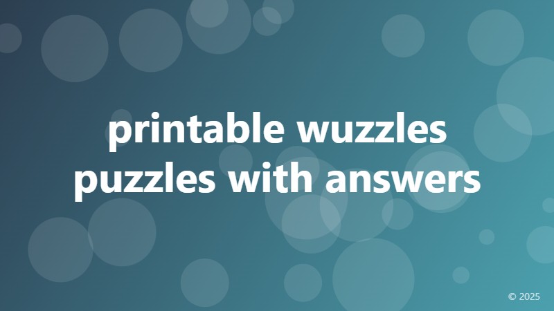 printable wuzzles puzzles with answers