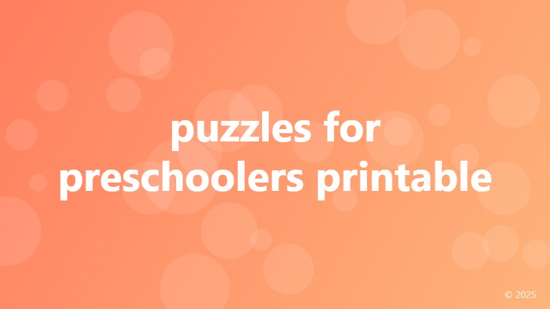 puzzles for preschoolers printable