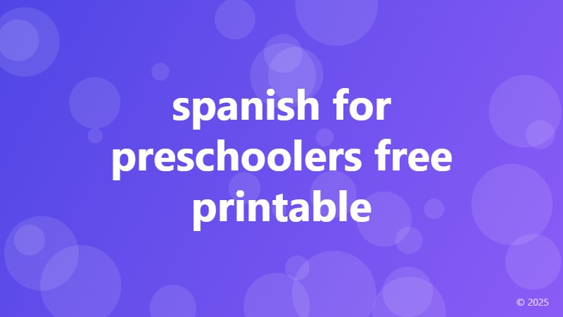 spanish for preschoolers free printable