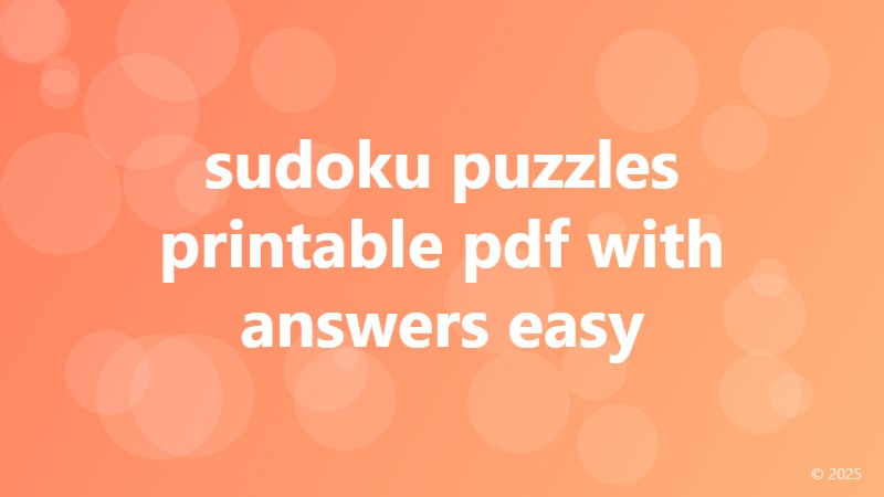sudoku puzzles printable pdf with answers easy