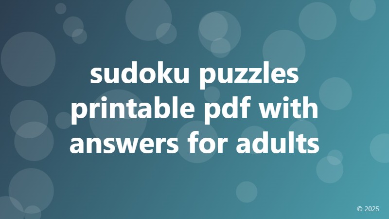sudoku puzzles printable pdf with answers for adults