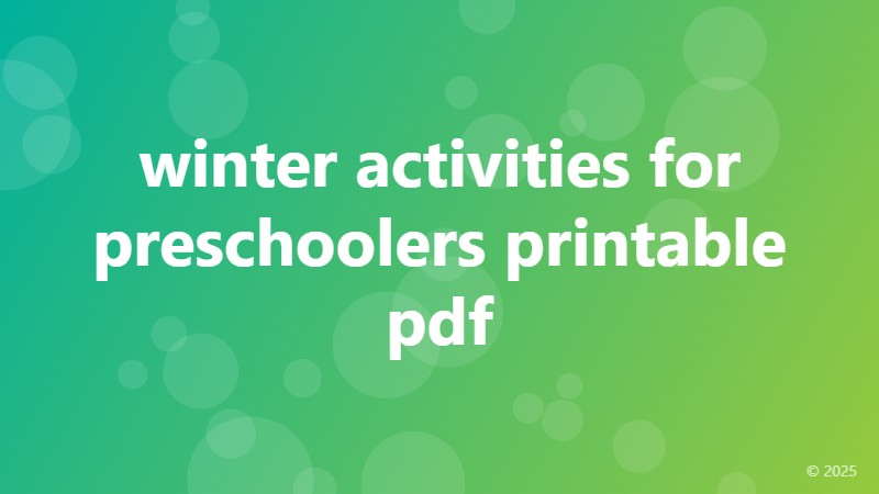 winter activities for preschoolers printable pdf
