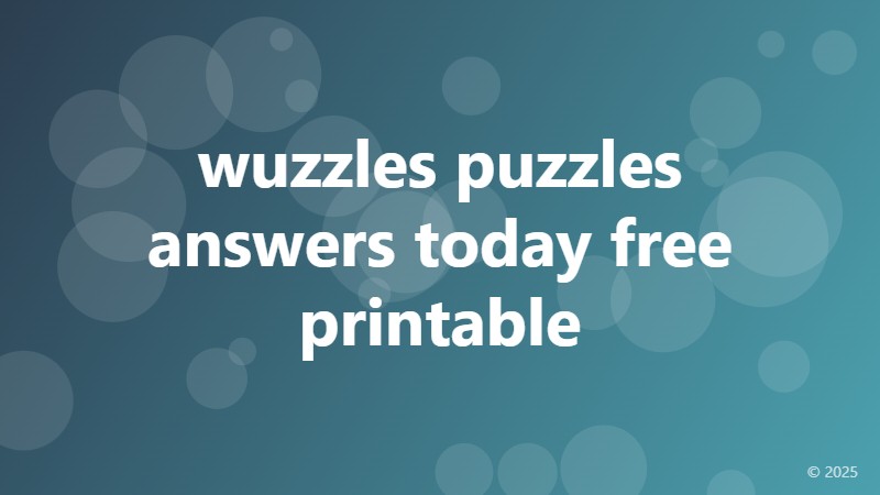 wuzzles puzzles answers today free printable